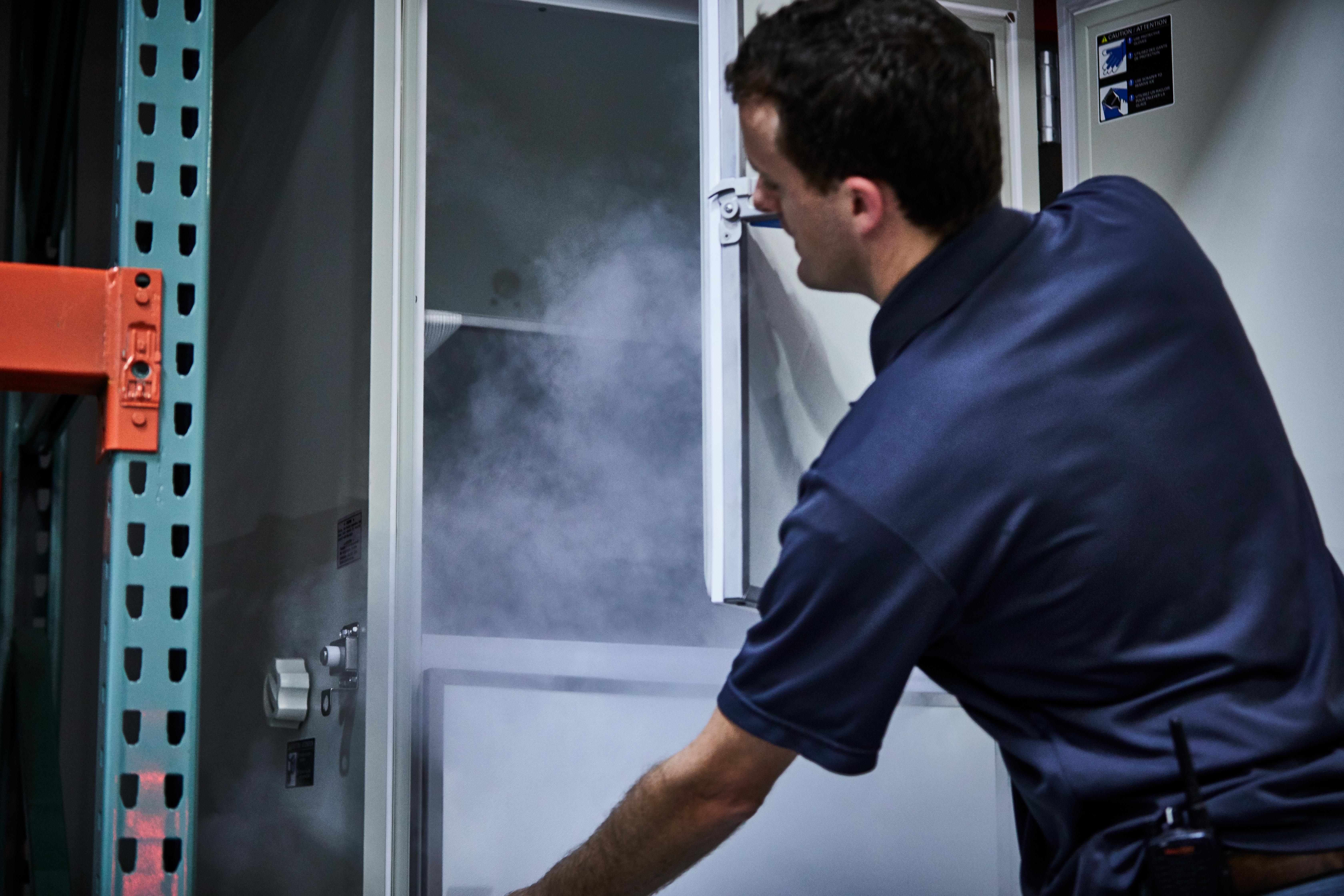Associate working in Cold Chain Ultra Low area of our Louisville Distribution Center